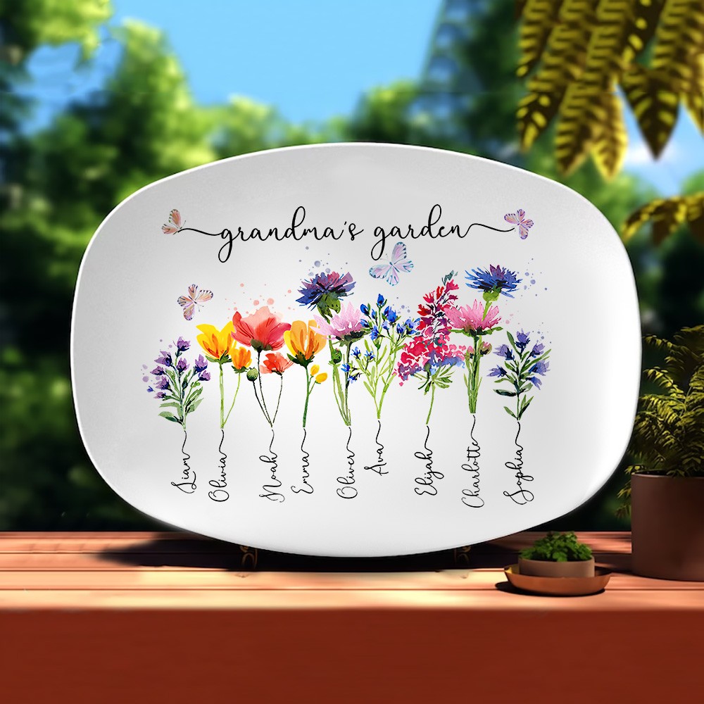 Personalized Grandma's Garden Plate With Grandkids Names Mother's Day