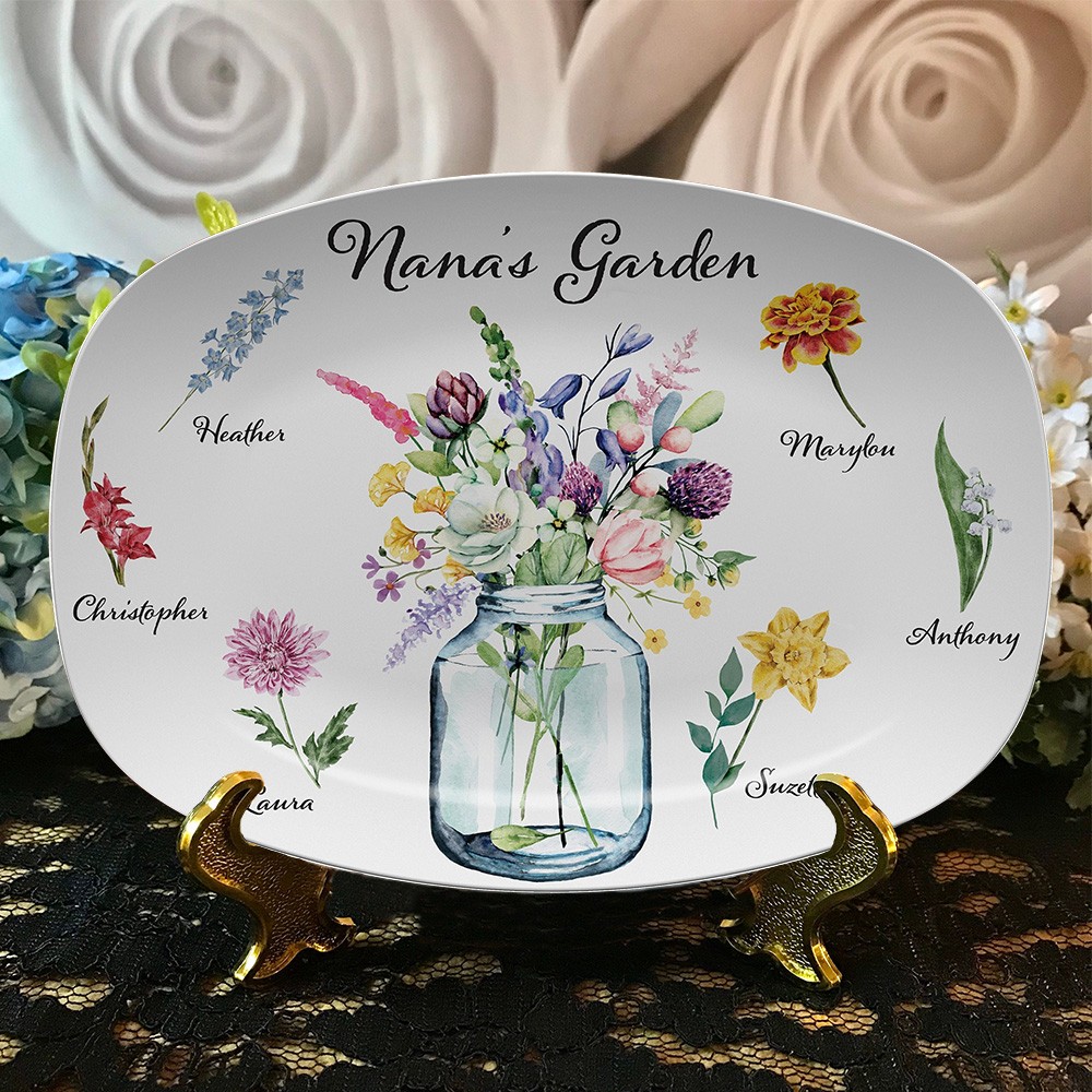 Personalized Grandma's Garden Plate With Grandkids Names Mother's Day