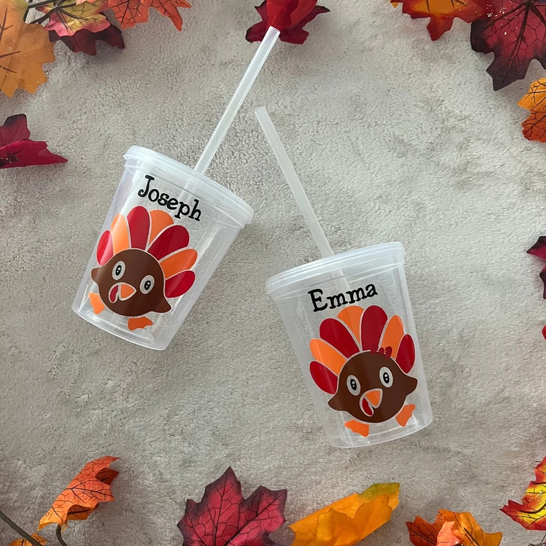 Personalized Kids Thanksgiving Cups Party Favors