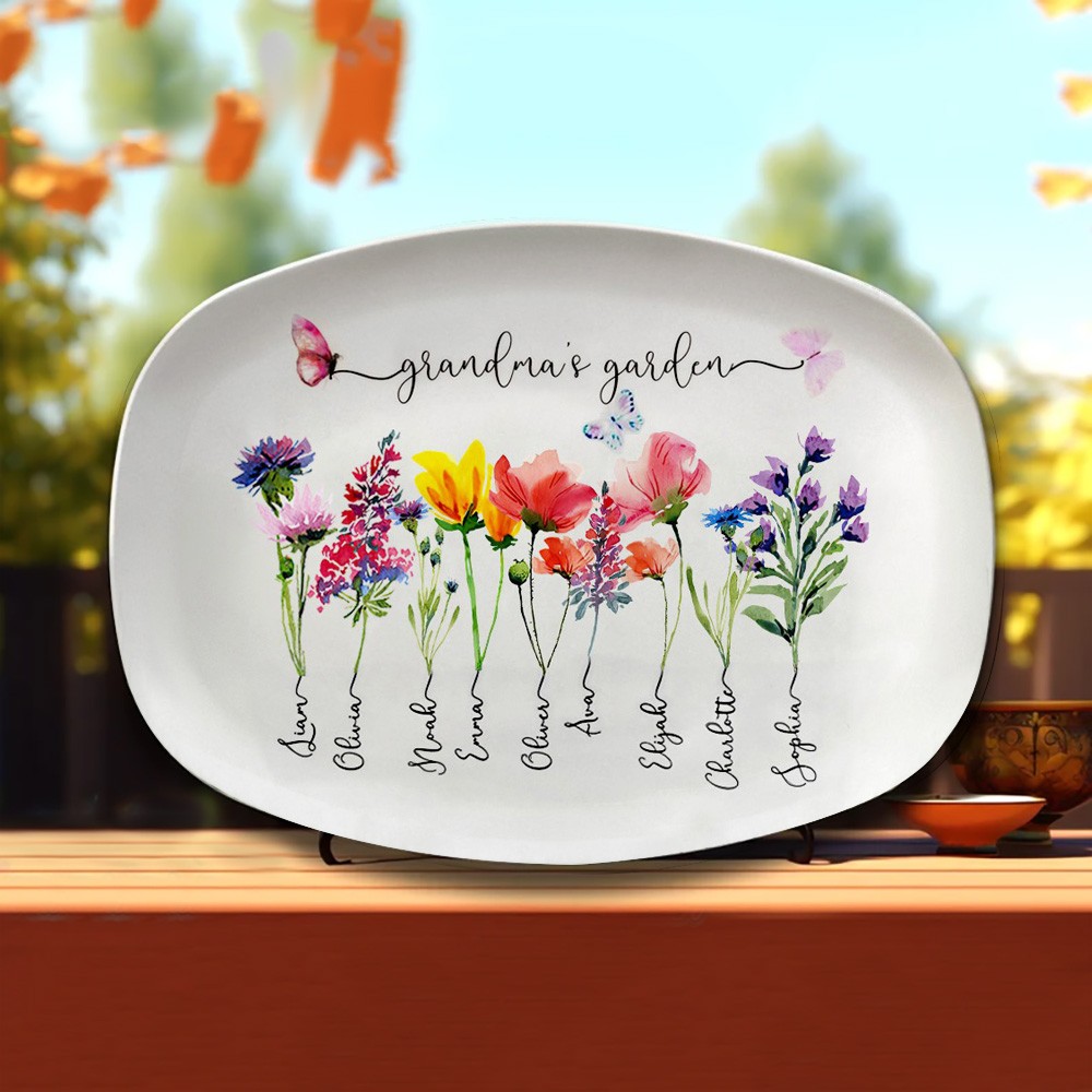 Personalized Grandma's Garden Plate With Grandkids Names Mother's Day