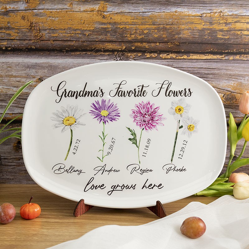 Personalized Grandma's Garden Plate With Grandkids Names Mother's Day